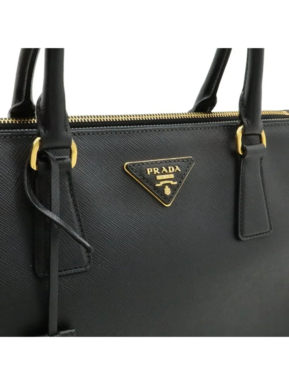 Prada Galleria Saffiano Tote Leather Nero Black Gold
